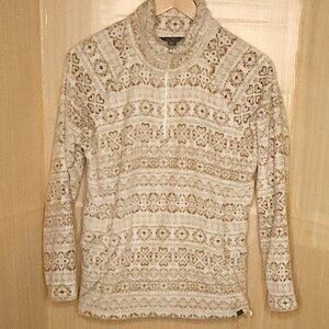 Eddie Bauer Womens Tan Cream 1/4 Zip Fleece Pullover XL